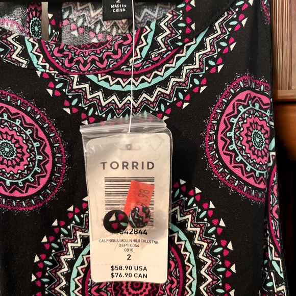 Torrid Black Purple Medallion Hi-Lo Challis Tank Trapeze Dress 2x 18-20 - Picture 5 of 9